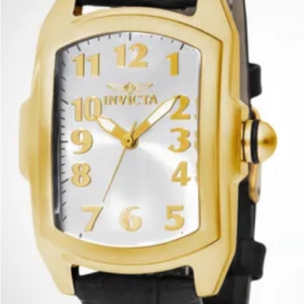 Invicta Lupah LadiesGold Tone Watch with Black Strap and White Dial